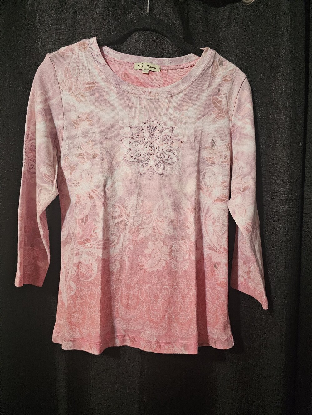 Xcit U.S.A Pink Ombre Floral Long Sleeve Tee